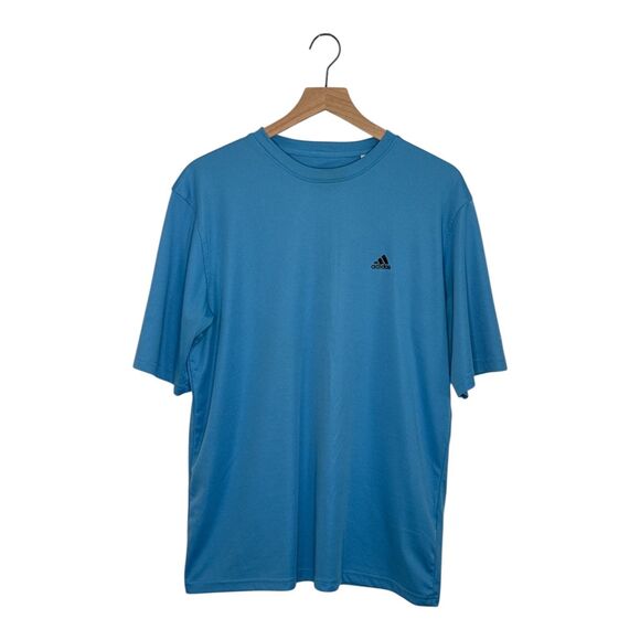 ADIDAS Men’s Large Short Sleeve CLIMALITE Tee Shirt Blue Breathable Quick Drying - Picture 1 of 10